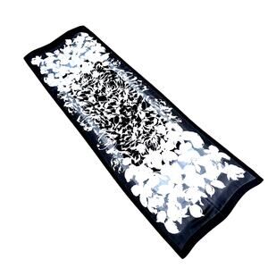 Coldwater Creek Rectangle scarf black white gray floral silky polyester FLAW